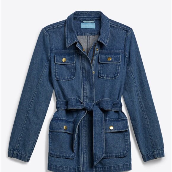 Draper James Blue Denim Jean Jacket Classic Fit - Picture 3 of 6